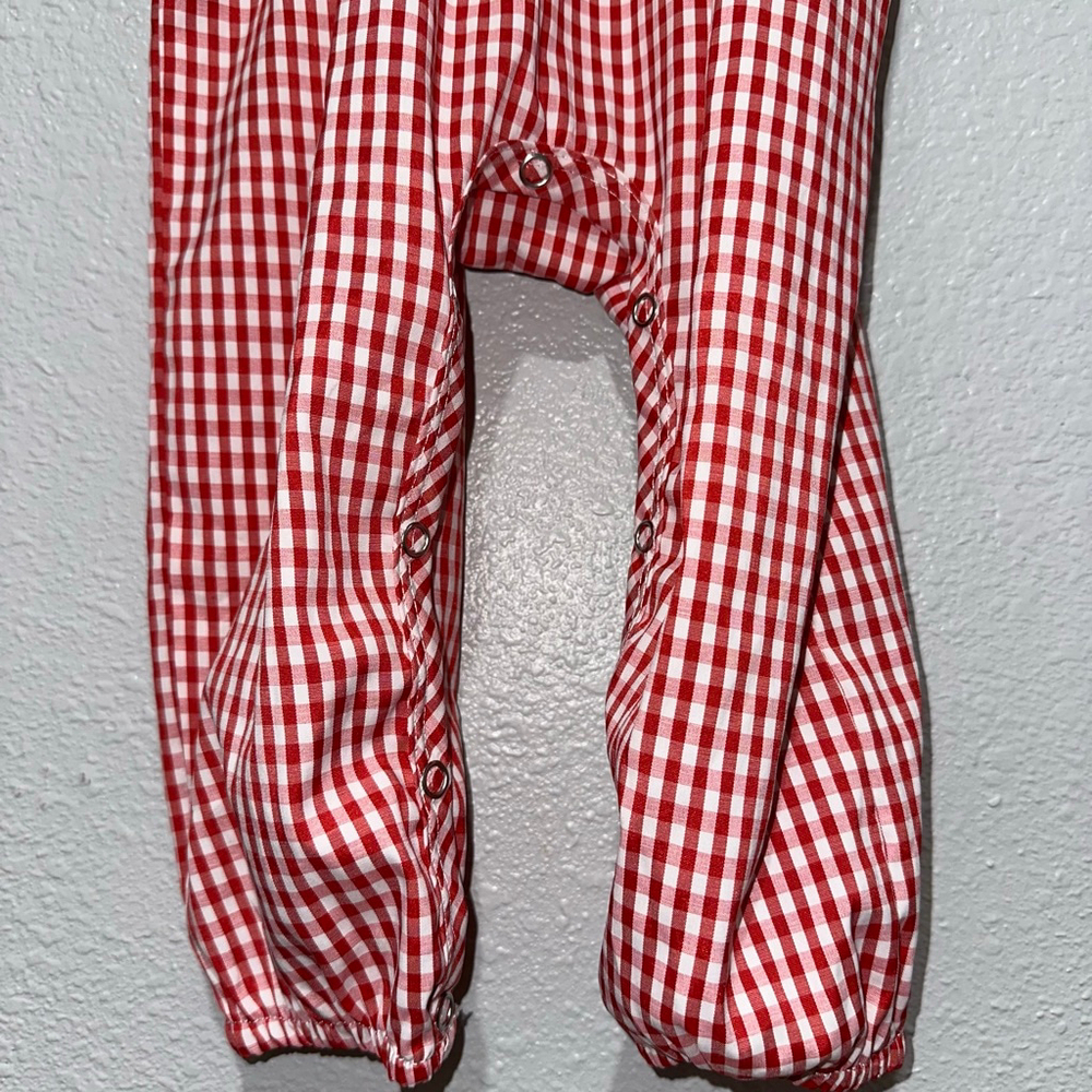 Baby Girl Red White Blue Gingham Jumpsuit Romper 6-12 Months 4th of July Summer - Picture 3 of 8